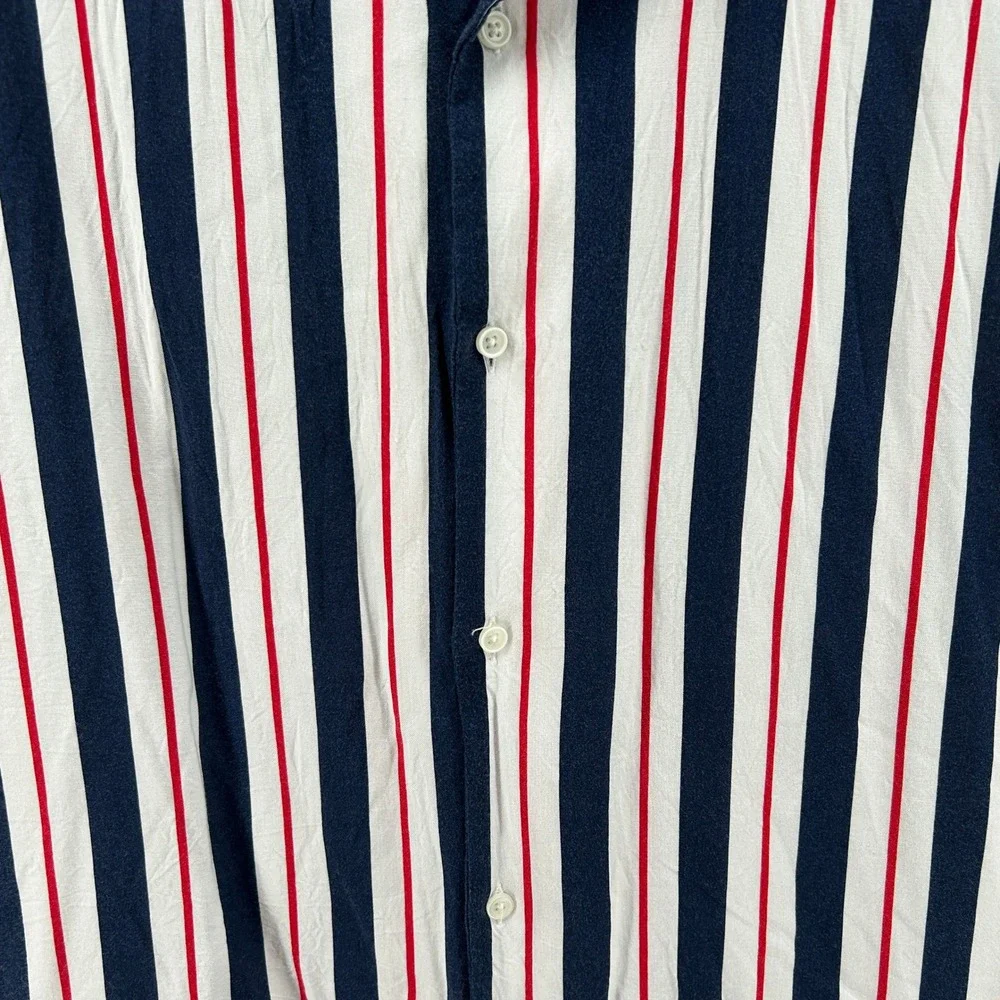 Denim & Flower Ricky Singh Short Sleeve Striped Casual Button Down L 4th of July